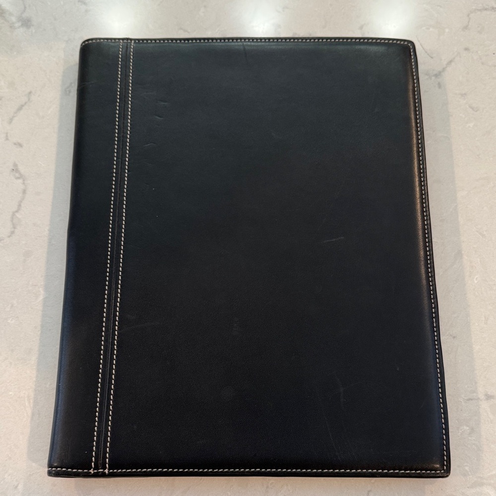 Coach Black Leather Notebook with Contrast Stitching